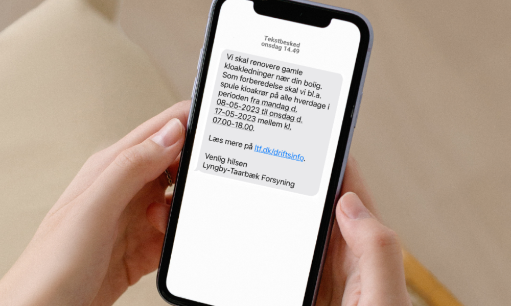 Eksempel af SMS fra Forsyningen